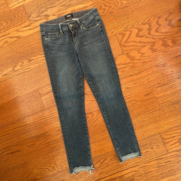 PAIGE Denim Skyline Ankle Peg Jeans Size 27 Raw Hem - Picture 3 of 12